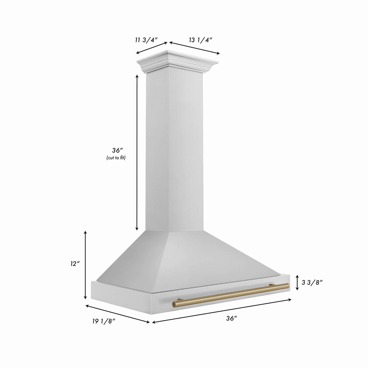 ZLINE 36 in. Autograph Edition Convertible Stainless Steel Range Hood with Stainless Steel Shell [Color: Champagne Bronze Accents] - (KB4STZ36CB)