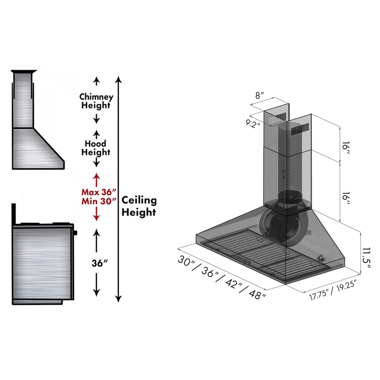 ZLINE Convertible Vent Wall Mount Range Hood in Stainless Steel with Crown Molding (KL3CRN) - (KL3CRN30)