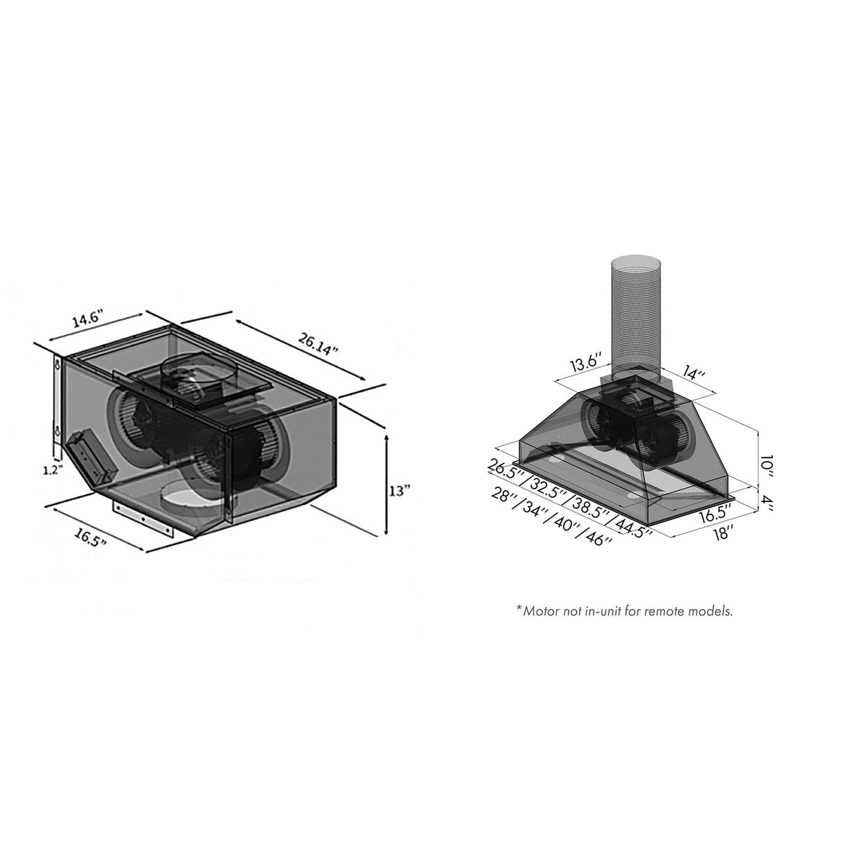 ZLINE Ducted Remote Blower 700 CFM Range Hood Insert in Stainless Steel (698-RD) - (698RD28)