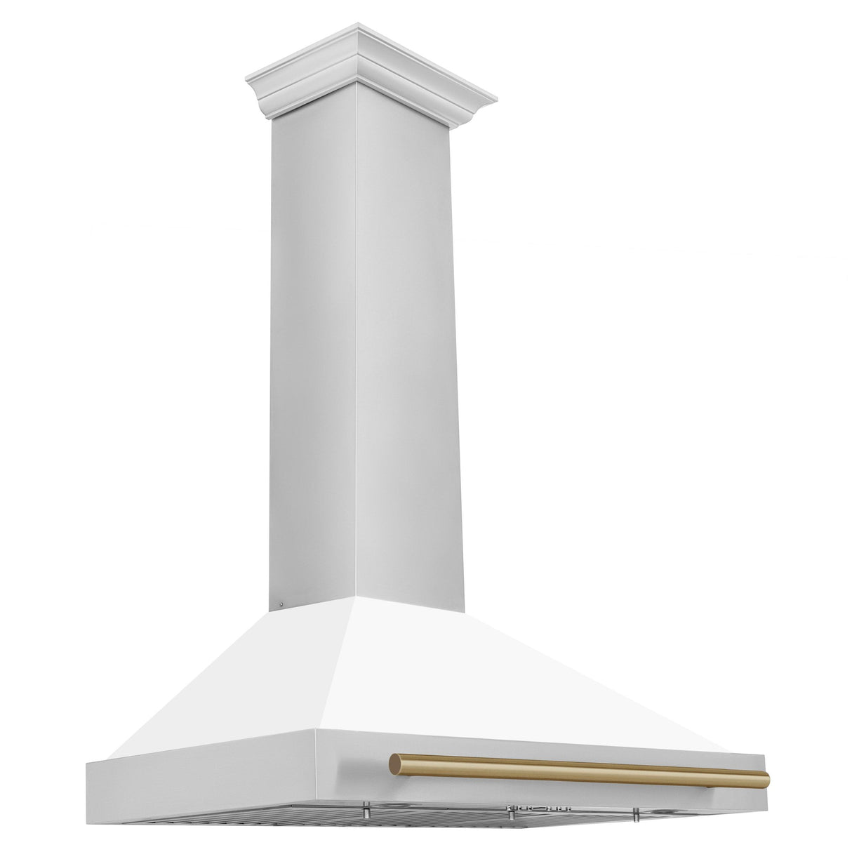 ZLINE 36 in. Autograph Edition Convertible Stainless Steel Range Hood with White Matte Shell (KB4STZ-WM36) [Color: Champagne Bronze Accents] - (KB4STZWM36CB)