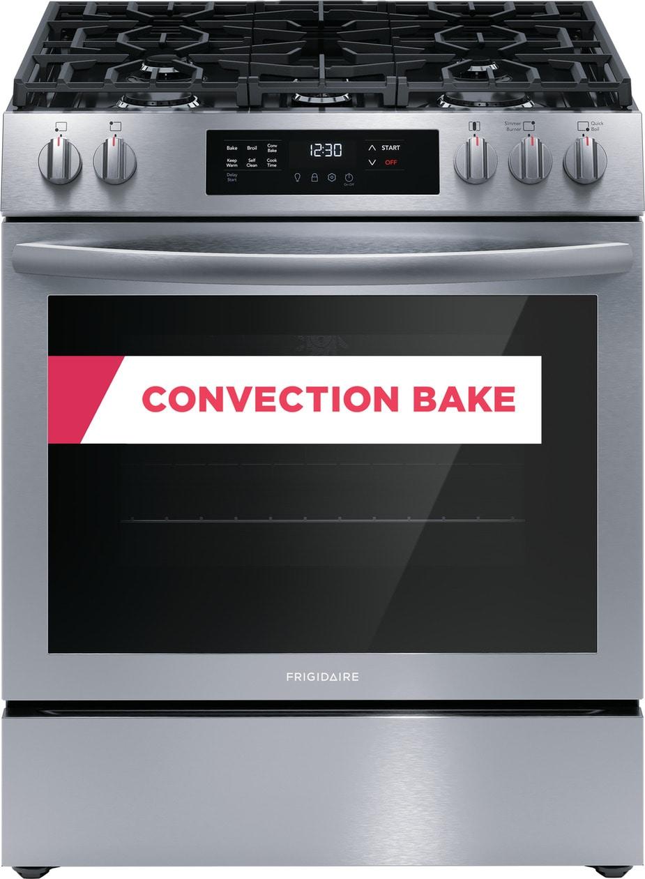 Frigidaire 30" Front Control Gas Range with Convection Bake - (FCFG3083AS)