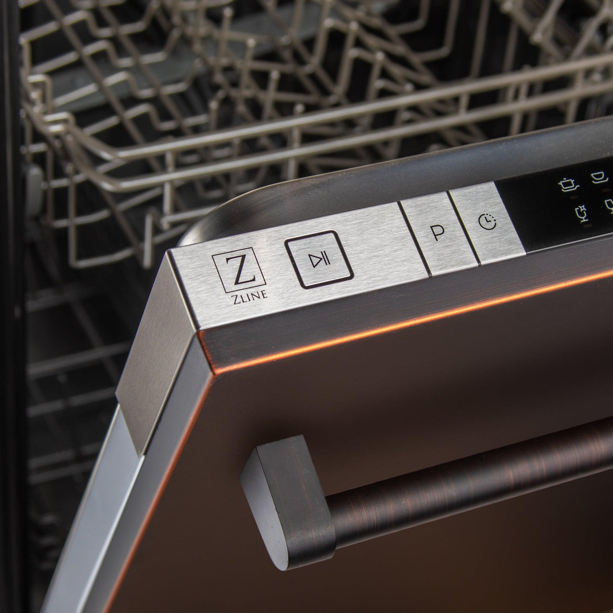 ZLINE 18 in. Compact Top Control Dishwasher with Stainless Steel Tub and Traditional Handle, 52dBa (DW-18) [Color: Oil Rubbed Bronze] - (DWORBH18)