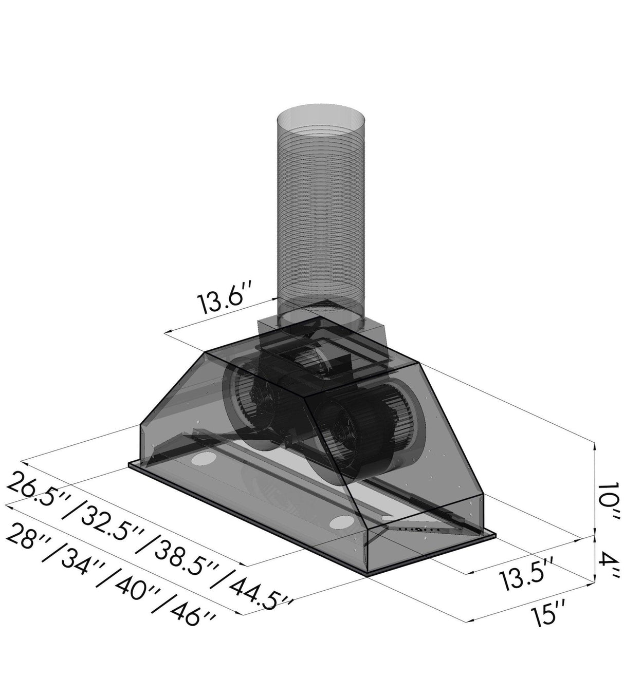 ZLINE Ducted Wall Mount Range Hood Insert in Stainless Steel (695) - (69528)