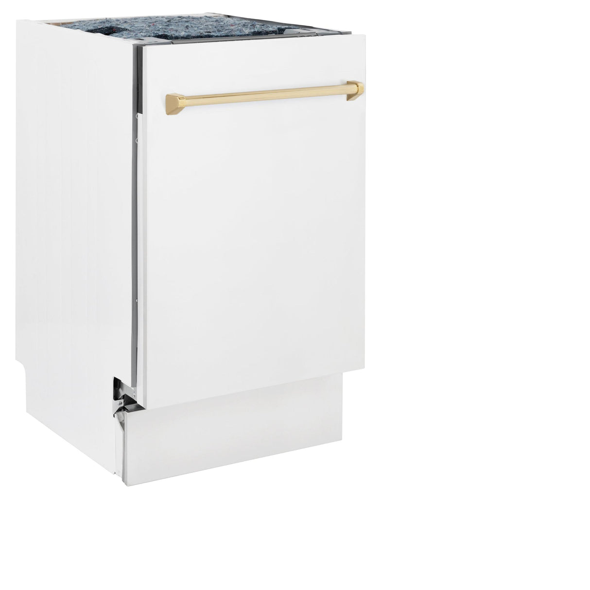 ZLINE Autograph Edition 18" Compact 3rd Rack Top Control Dishwasher in White Matte with Accent Handle, 51dBa (DWVZ-WM-18) [Color: Gold] - (DWVZWM18G)