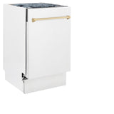 ZLINE Autograph Edition 18" Compact 3rd Rack Top Control Dishwasher in White Matte with Accent Handle, 51dBa (DWVZ-WM-18) [Color: Gold] - (DWVZWM18G)