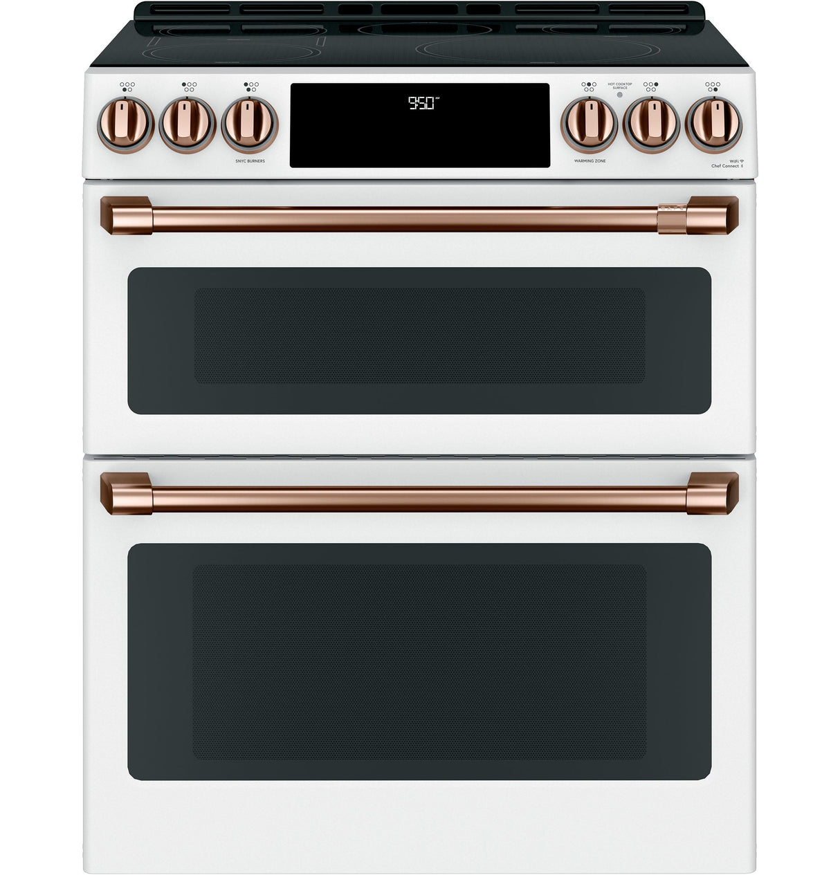 Caf(eback)(TM) 30" Smart Slide-In, Front-Control, Induction and Convection Double-Oven Range - (CHS950P4MW2)