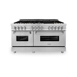 ZLINE 60 in. 7.4 cu. ft. Dual Fuel Range with Gas Stove and Electric Oven in Stainless Steel with Color Options (RA60) [Color: Stainless Steel with Brass Burners] - (RABR60)