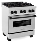 ZLINE Autograph Edition 30" 4.0 cu. ft. Dual Fuel Range with Gas Stove and Electric Oven in DuraSnow Stainless Steel with Accents (RASZ-SN-30) [Color: Matte Black] - (RASZSN30MB)