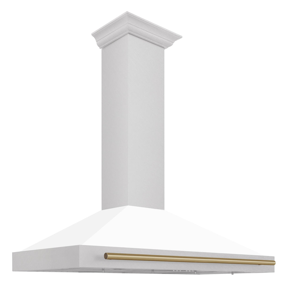 ZLINE 48 in. Autograph Edition DuraSnow Stainless Steel Range Hood with White Matte Shell and Accented Handles (KB4SNZ-WM48) [Color: Champagne Bronze Accents] - (KB4SNZWM48CB)