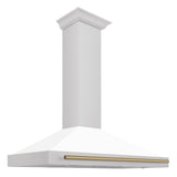 ZLINE 48 in. Autograph Edition DuraSnow Stainless Steel Range Hood with White Matte Shell and Accented Handles (KB4SNZ-WM48) [Color: Champagne Bronze Accents] - (KB4SNZWM48CB)