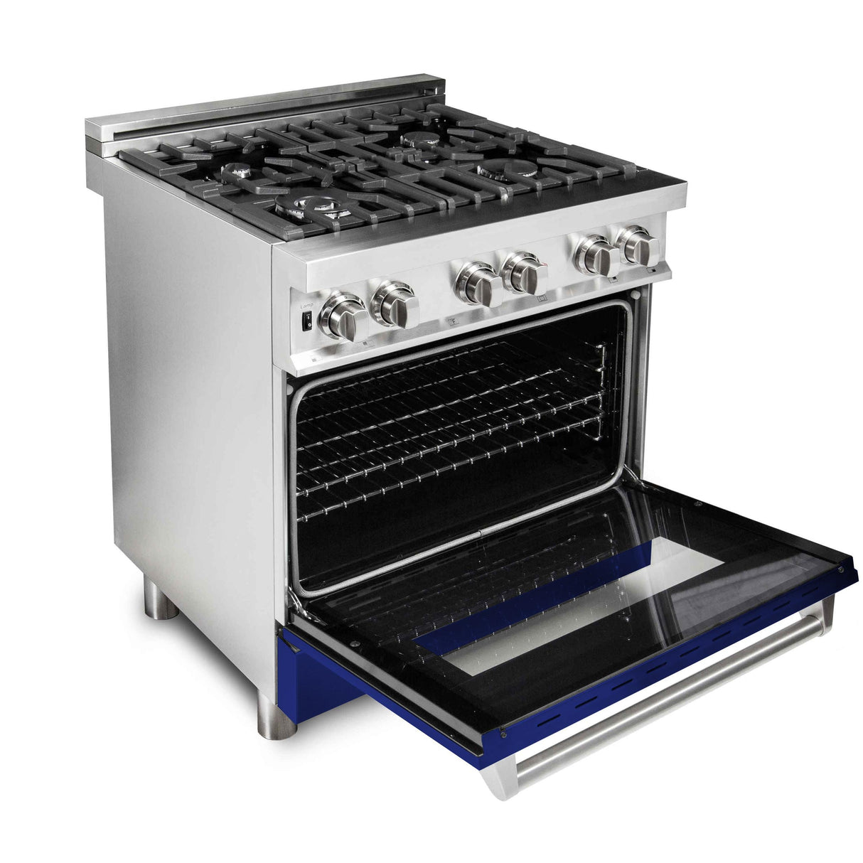 ZLINE 30 in. Dual Fuel Range with Gas Stove and Electric Oven in Stainless Steel (RA30) [Color: Blue Gloss] - (RABG30)