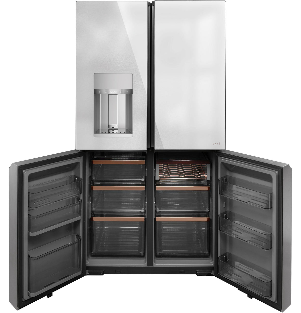 Caf(eback)(TM) ENERGY STAR(R) 27.4 Cu. Ft. Smart Quad-Door Refrigerator in Platinum Glass - (CQE28DM5NS5)