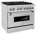 ZLINE 36 in. Dual Fuel Range with Gas Stove and Electric Oven in Stainless Steel (RA36) [Color: Stainless Steel with Brass Burners] - (RABR36)