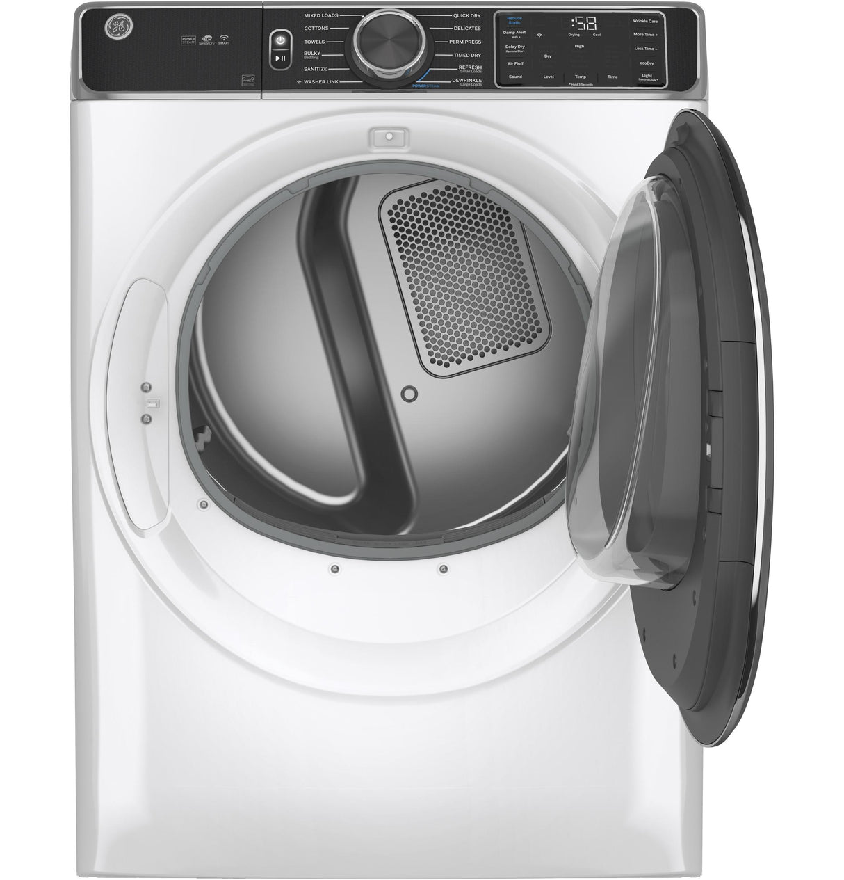 GE(R) ENERGY STAR(R) 7.8 cu. ft. Capacity Smart Front Load Gas Dryer with Steam and Sanitize Cycle - (GFD85GSSNWW)