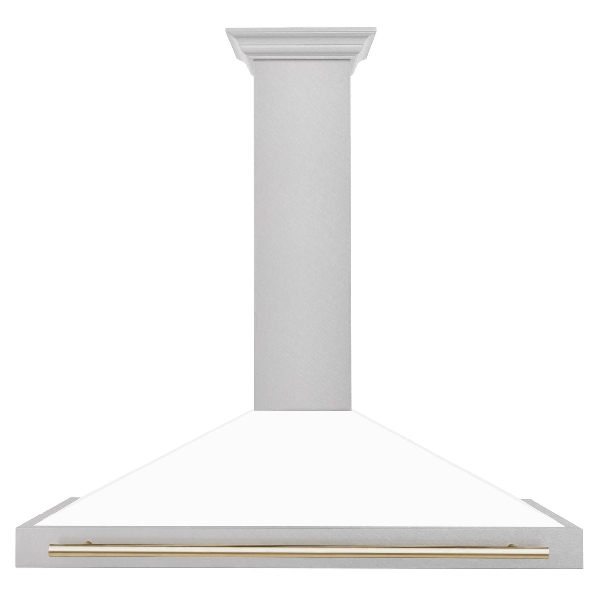 ZLINE 48 in. Autograph Edition DuraSnow Stainless Steel Range Hood with White Matte Shell and Accented Handles (KB4SNZ-WM48) [Color: Gold Accents] - (KB4SNZWM48G)