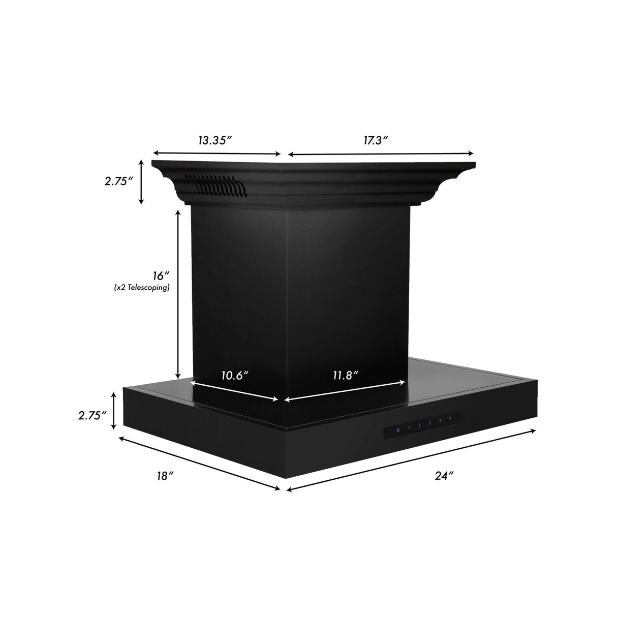 ZLINE Wall Mount Range Hood in Black Stainless Steel with Built-in ZLINE CrownSound Bluetooth Speakers (BSKENCRN-BT) - (BSKENCRNBT36)