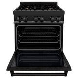 ZLINE 30 in. 4.0 cu. ft. Dual Fuel Range with Gas Stove and Electric Oven in Black Stainless Steel (RAB-BR-30) - (RABBR30)