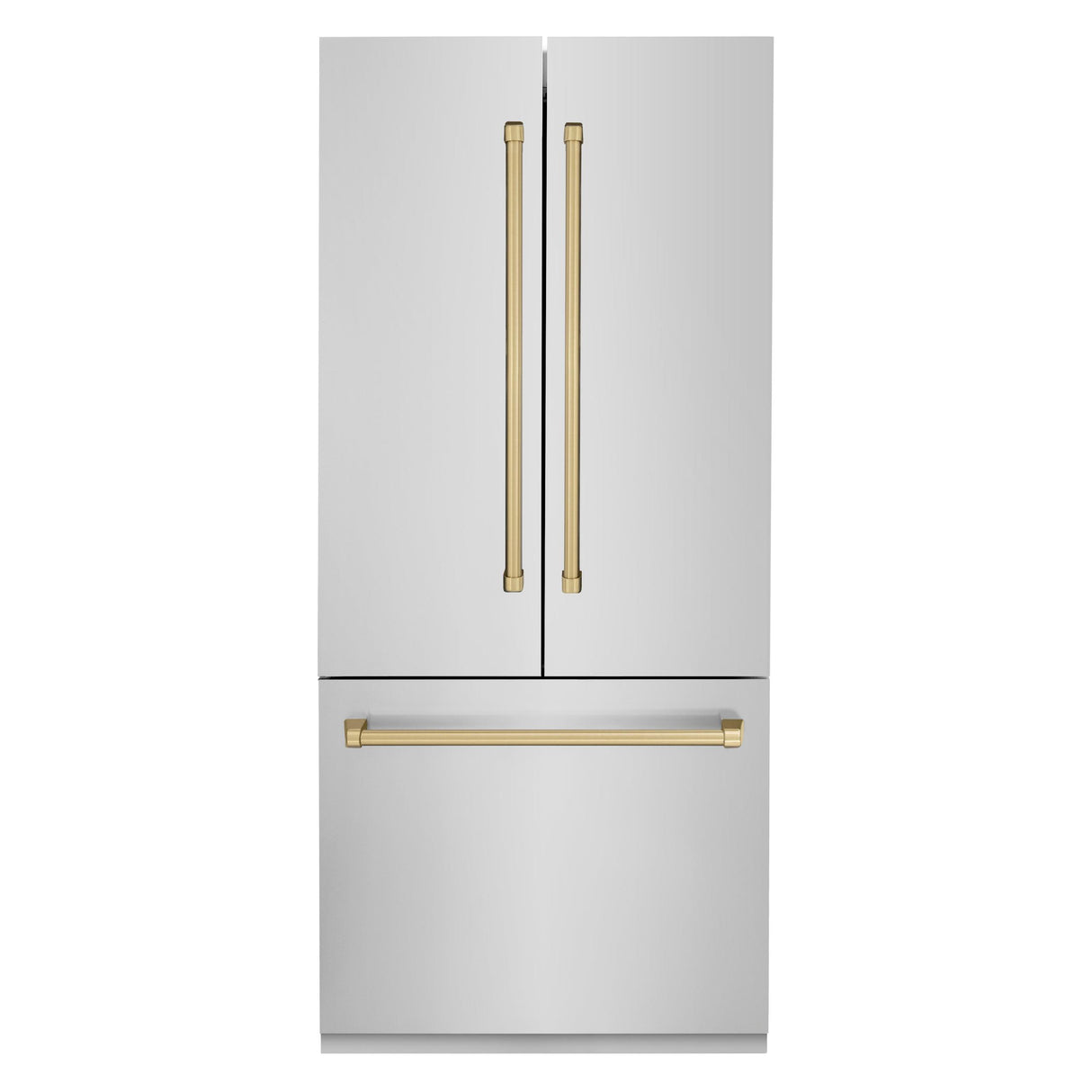 ZLINE 36" Autograph Edition 19.6 cu. ft. Built-in 2-Door Bottom Freezer Refrigerator with Internal Water and Ice Dispenser in Stainless Steel with Champagne Bronze Accents (RBIVZ-304-36-CB) - (RBIVZ30436CB)