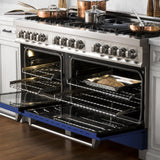 ZLINE 60 in. 7.4 cu. ft. Dual Fuel Range with Gas Stove and Electric Oven in Stainless Steel with Color Options (RA60) [Color: Blue Matte] - (RABM60)