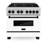 ZLINE Autograph Edition 36" 4.6 cu. ft. Dual Fuel Range with Gas Stove and Electric Oven in DuraSnow Stainless Steel with White Matte Door and Accents (RASZ-WM-36) [Color: Matte Black] - (RASZWM36MB)