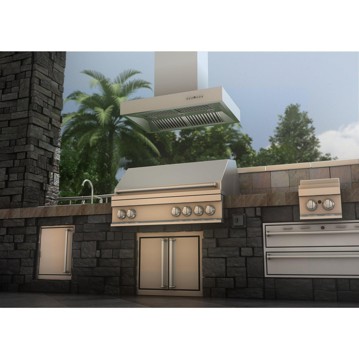 ZLINE 48 in. Outdoor Island Mount Range Hood in Stainless Steel (KECOMi-304-48) - (KECOMI30448)