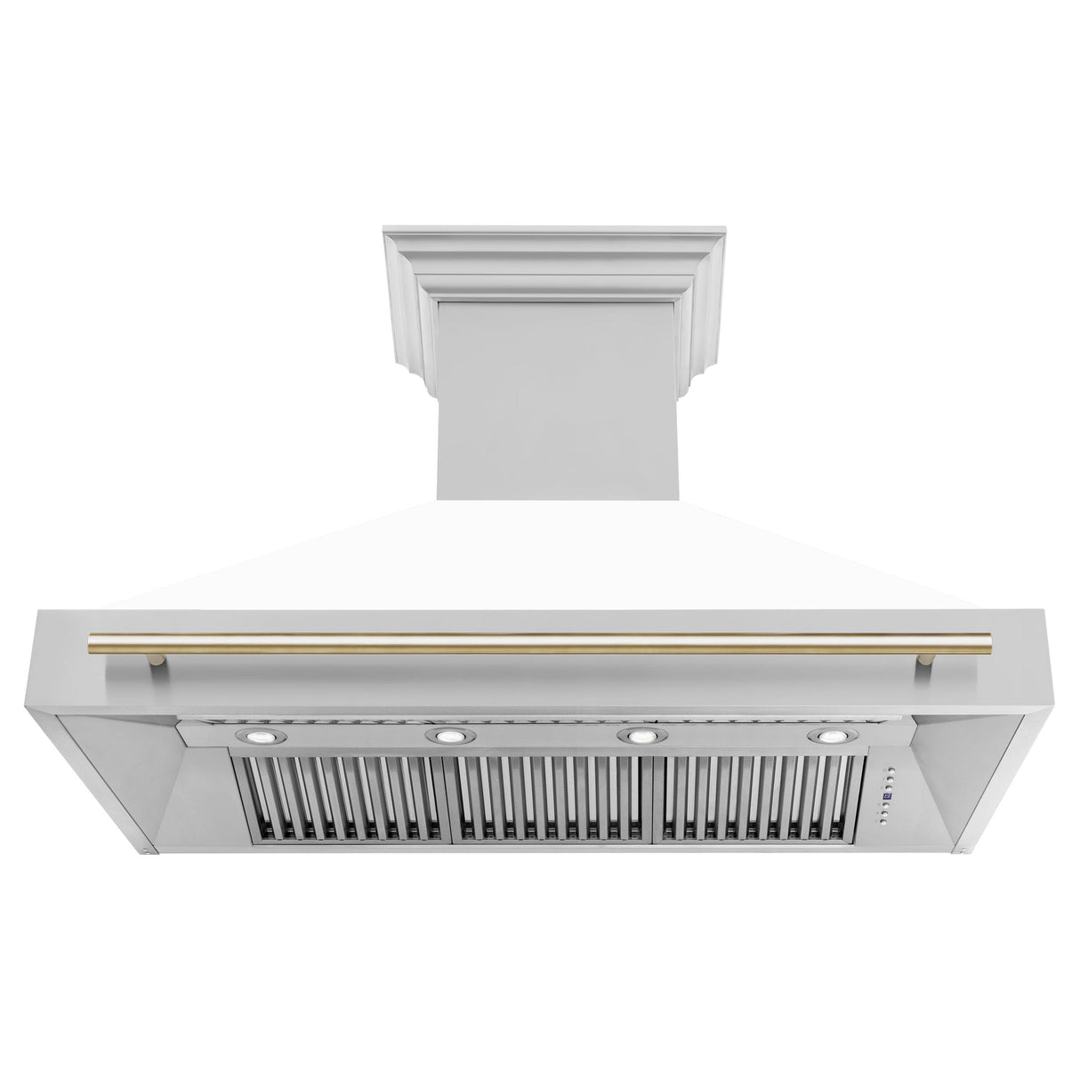 ZLINE 48 in. Autograph Edition Stainless Steel Range Hood with White Matte Shell and Handle (8654STZ-WM48) [Color: Gold] - (8654STZWM48G)