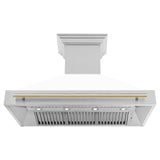 ZLINE 48 in. Autograph Edition Stainless Steel Range Hood with White Matte Shell and Handle (8654STZ-WM48) [Color: Gold] - (8654STZWM48G)