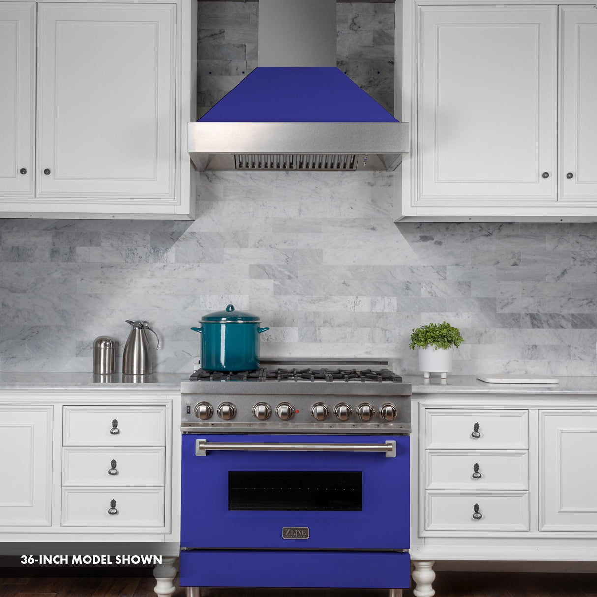 ZLINE 30 in. 4.0 cu. ft. Dual Fuel Range with Gas Stove and Electric Oven in All DuraSnow Stainless Steel with Color Door Options (RAS-SN-30) [Color: Blue Matte] - (RASBM30)