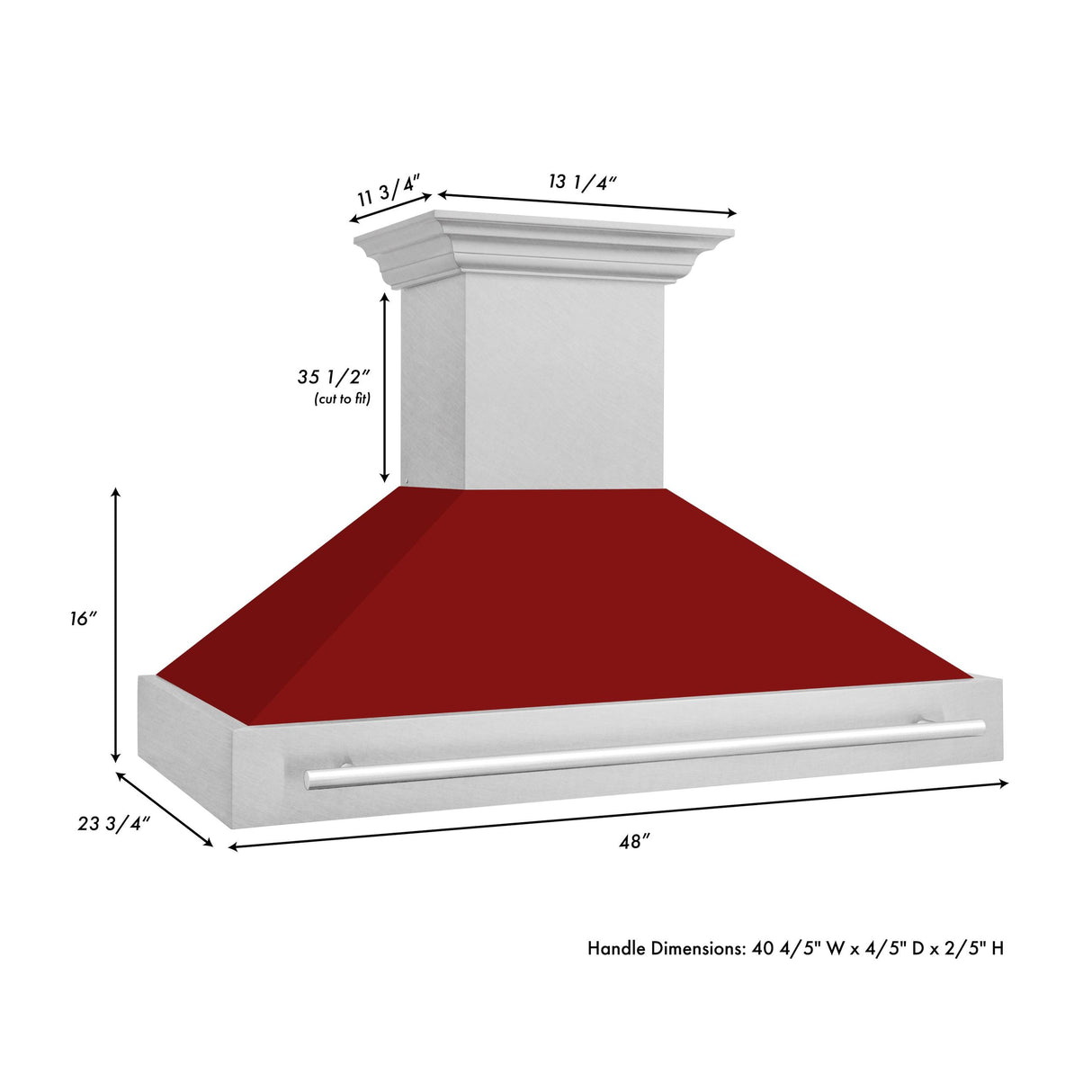 ZLINE 48 in. DuraSnow Stainless Steel Range Hood with Colored Shell Options (8654SNX-48) [Color: Red Gloss] - (8654SNXRG48)