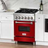 ZLINE 24 in. Professional Dual Fuel Range with Color Door Options (RA24) [Color: Red Gloss] - (RARG24)