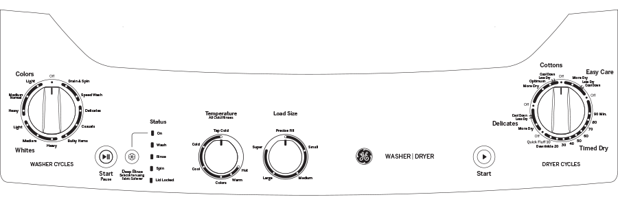 GE Unitized Spacemaker(R) 3.8 cu. ft. Capacity Washer with Stainless Steel Basket and 5.9 cu. ft. Capacity Electric Dryer - (GUD27ESPMDG)