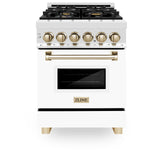 ZLINE Autograph Edition 24" 2.8 cu. ft. Dual Fuel Range with Gas Stove and Electric Oven in Stainless Steel with White Matte Door and Accents (RAZ-WM-24) [Color: Gold] - (RAZWM24G)