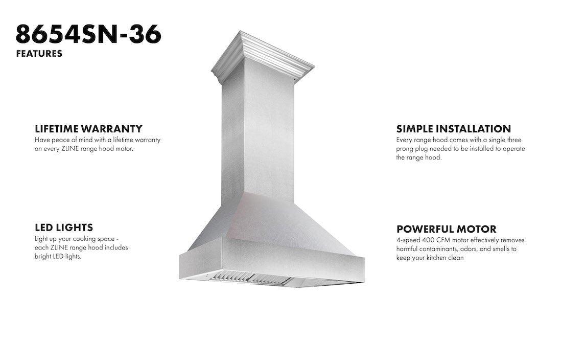 ZLINE DuraSnow Stainless Steel Range Hood with DuraSnow Shell (8654SN) - (8654SN30)