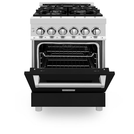 ZLINE 24 in. Professional Dual Fuel Range with Color Door Options (RA24) [Color: Black Matte] - (RABLM24)