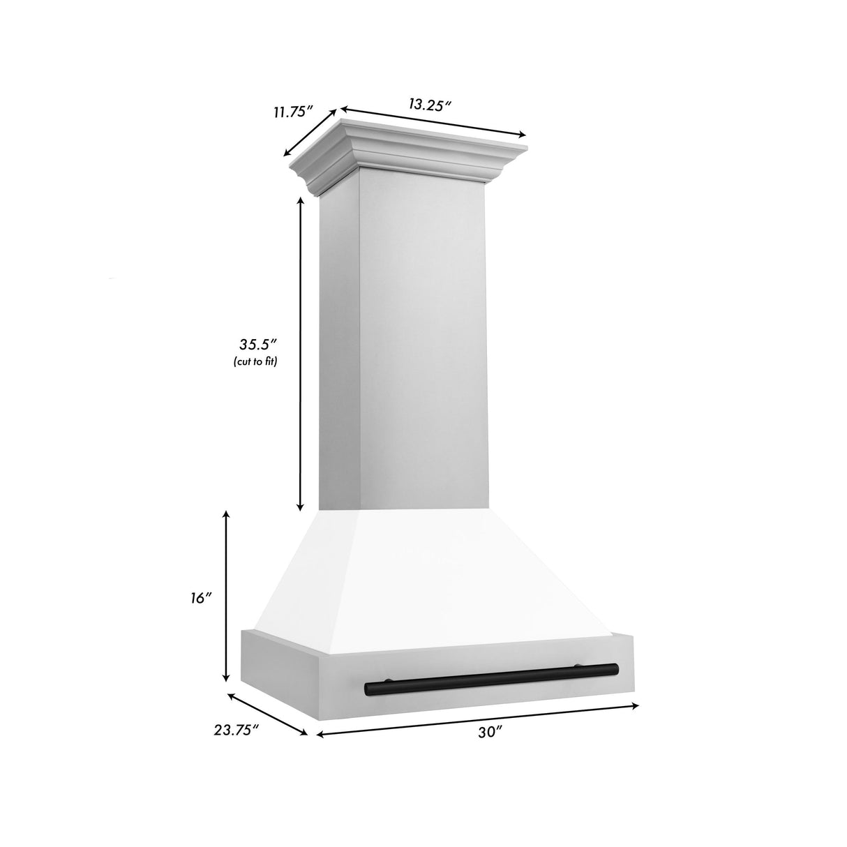 ZLINE 30 in. Autograph Edition Stainless Steel Range Hood with White Matte Shell and Accents (8654STZ-WM30) [Color: Matte Black] - (8654STZWM30MB)