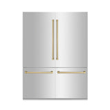 ZLINE 60" Autograph Edition 32.2 cu. ft. Built-in 4-Door French Door Refrigerator with Internal Water and Ice Dispenser in Stainless Steel with Champagne Bronze Accents (RBIVZ-304-60-CB) - (RBIVZ30460CB)