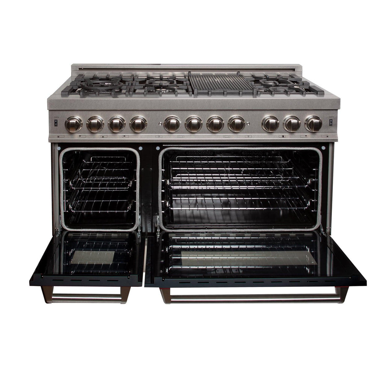 ZLINE 48 in. DuraSnow Stainless Steel 6.0 cu.ft. 7 Gas Burner/Electric Oven Range with Color Door Options (RAS-SN-48) [Color: Black Matte] - (RASBLM48)