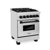 ZLINE Autograph Edition 24 in. 2.8 cu. ft. Dual Fuel Range with Gas Stove and Electric Oven in Stainless Steel with Accents (RAZ-24) [Color: Matte Black Accents] - (RAZ24MB)