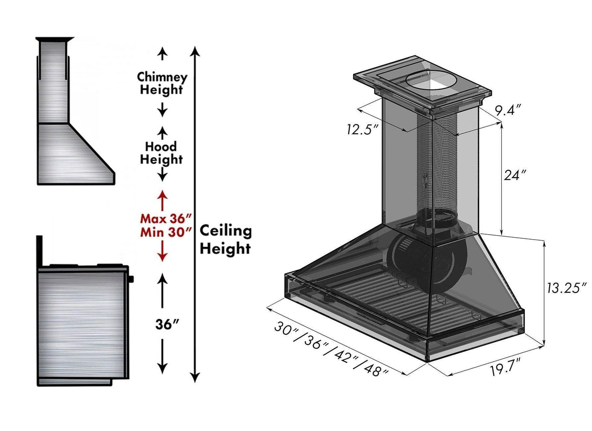 ZLINE Ducted Unfinished Wooden Wall Mount Range Hood (KBUF) - (KBUF48)