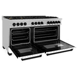 ZLINE Autograph Edition 60 in. 7.4 cu. ft. Dual Fuel Range with Gas Stove and Electric Oven in DuraSnow Stainless Steel with White Matte Door and Accents (RASZ-WM-60) [Color: Matte Black Accents] - (RASZWM60MB)