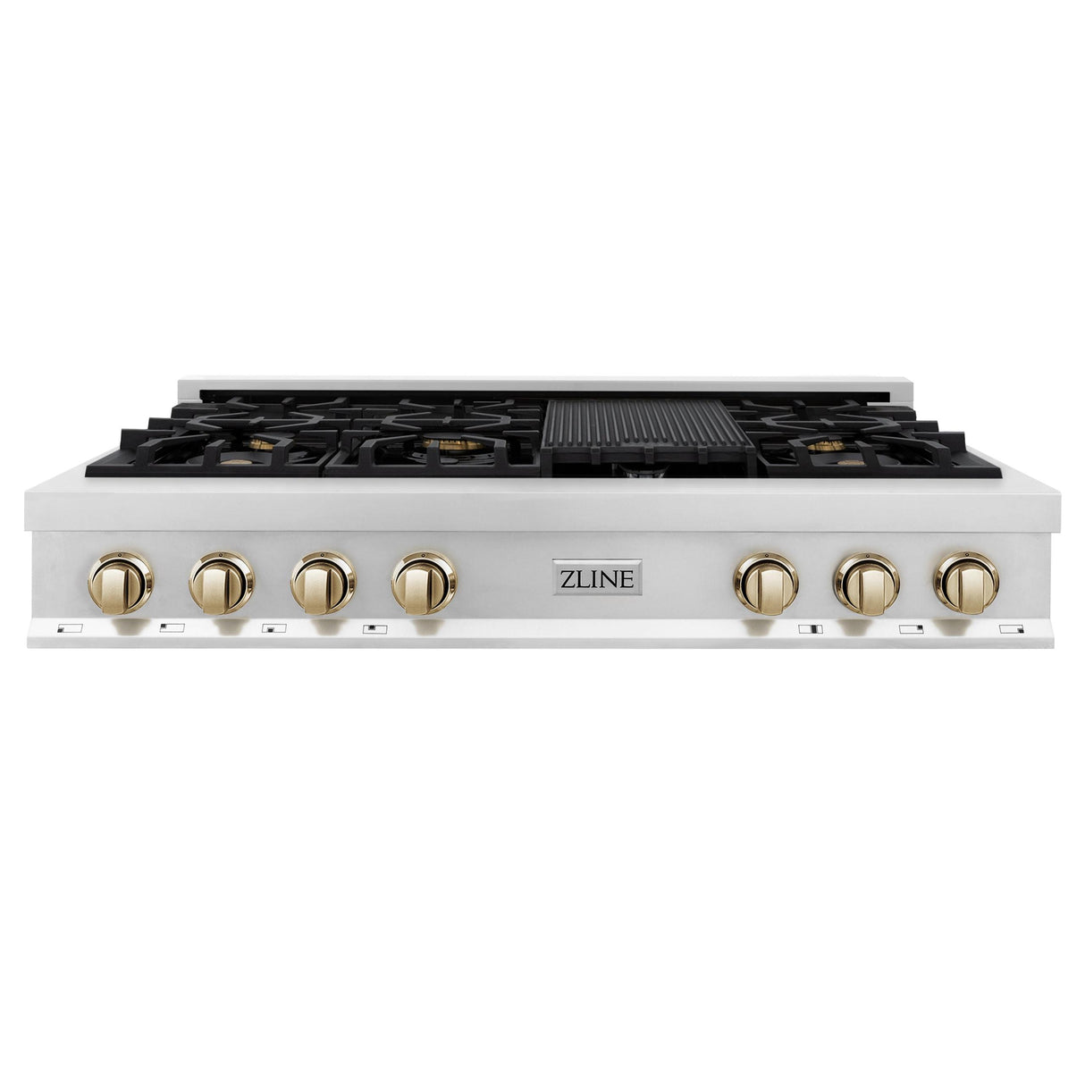 ZLINE 48 In. Autograph Edition Rangetop in Stainless Steel with Gold Accents (RTZ-48-G) - (RTZ48G)