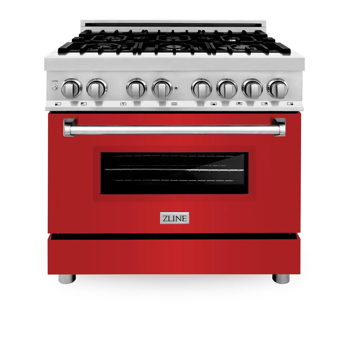 ZLINE 36 in. Dual Fuel Range with Gas Stove and Electric Oven in Stainless Steel (RA36) [Color: Red Matte] - (RARM36)