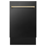 ZLINE Autograph Edition 18' Compact 3rd Rack Top Control Dishwasher in Black Stainless Steel with Accent Handle, 51dBa (DWVZ-BS-18) [Color: Gold] - (DWVZBS18G)