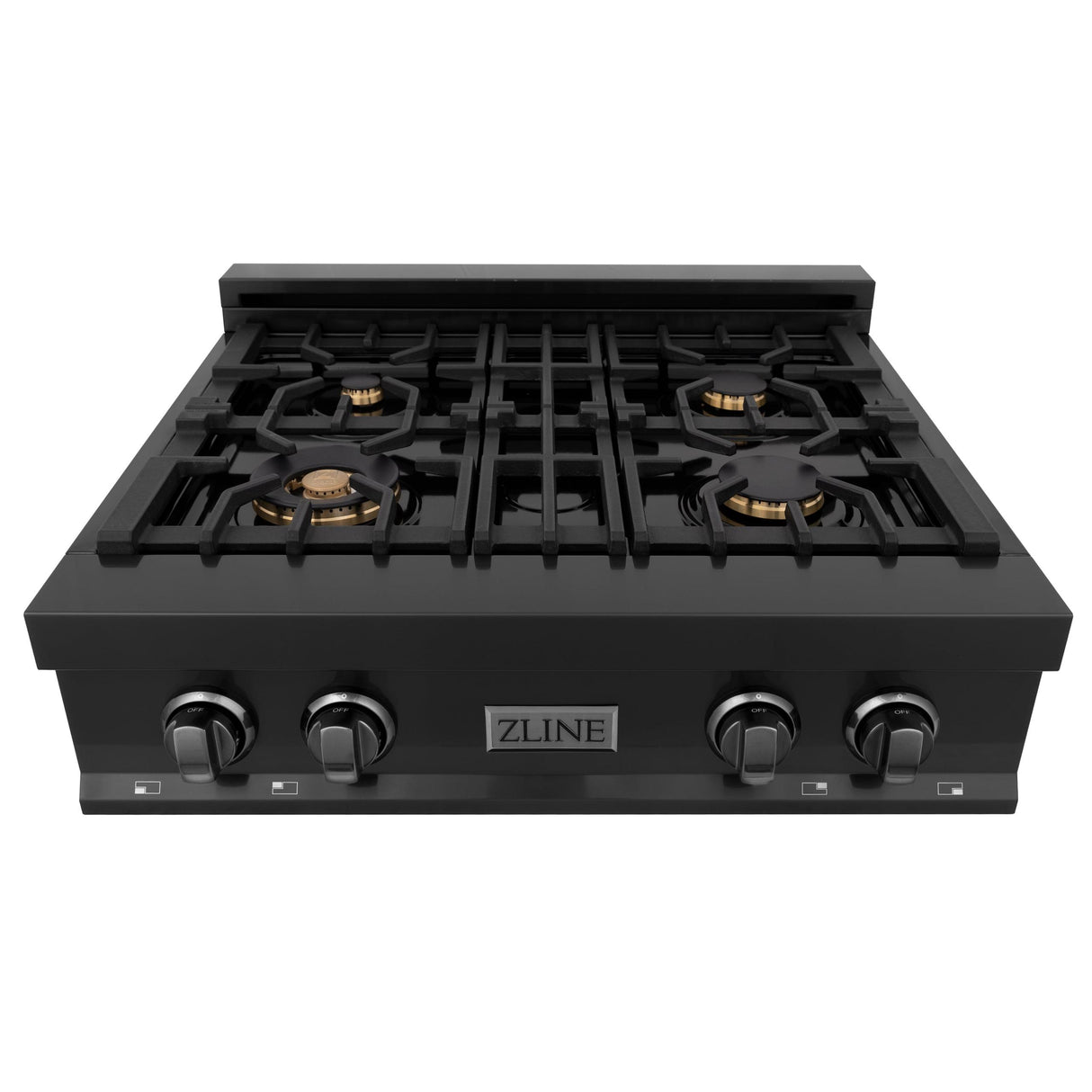 ZLINE 30 in. Porcelain Rangetop in Black Stainless with 4 Gas Burners (RTB-BR-30) with Brass Burners - (RTBBR30)