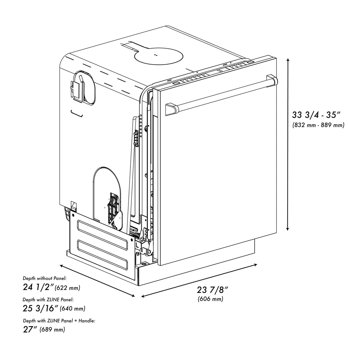 ZLINE 24" Monument Series 3rd Rack Top Touch Control Dishwasher with Stainless Steel Tub, 45dBa (DWMT-24) [Color: White Matte] - (DWMTWM24)