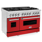 ZLINE 48 in. Dual Fuel Range with Gas Stove and Electric Oven in Stainless Steel (RA48) [Color: Red Matte] - (RARM48)