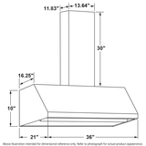 36" Designer Wall Mount Hood w/ Dimmable LED Lighting - (UVW8364SPSS)