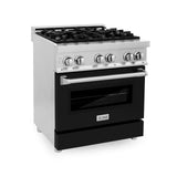 ZLINE 30 in. Dual Fuel Range with Gas Stove and Electric Oven in Stainless Steel (RA30) [Color: Black Matte] - (RABLM30)