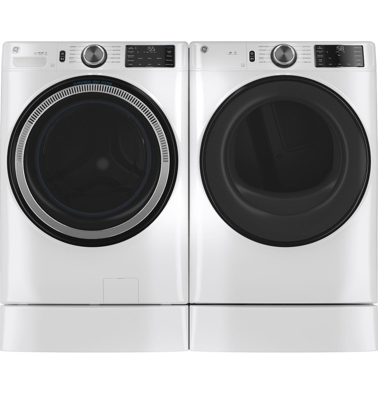 GE(R) ENERGY STAR(R) 7.8 cu. ft. Capacity Smart Front Load Electric Dryer with Sanitize Cycle - (GFD55ESSNWW)