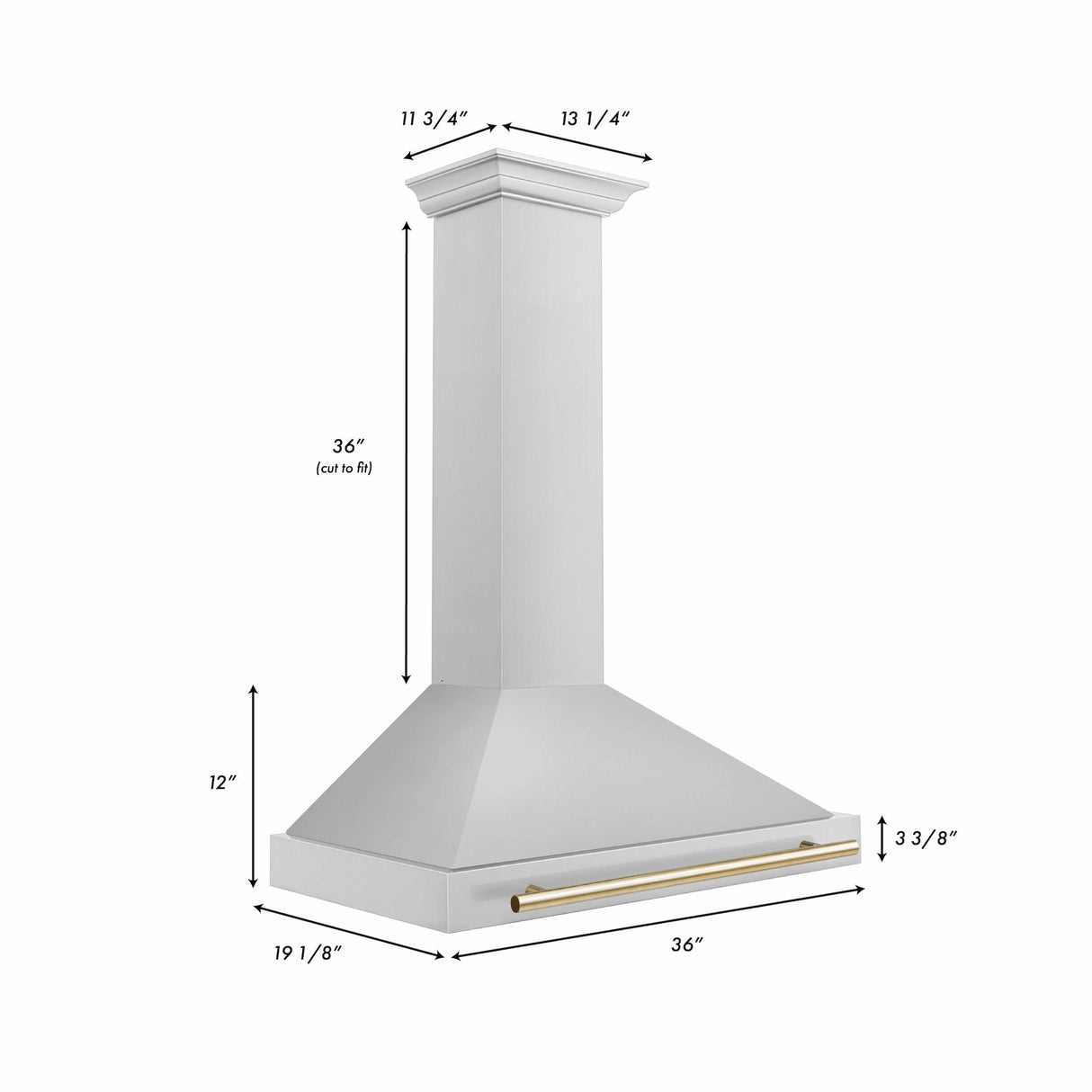 ZLINE 36 in. Autograph Edition Convertible Stainless Steel Range Hood with Stainless Steel Shell [Color: Gold Accents] - (KB4STZ36G)